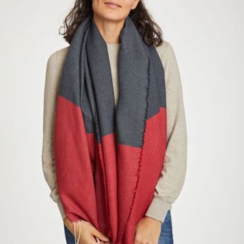 red scarf colour block