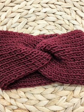 Χειροποίητη πλεκτή κορδέλα-Μποντό σκούρο