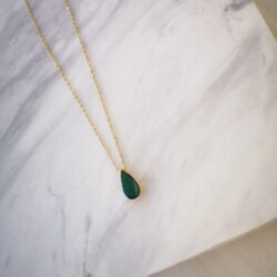 Green drop necklace-χειροποιητο κολιε