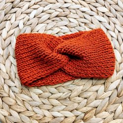 Χειροποίητη πλεκτή κορδέλα-Πορτοκαλί σκούρο