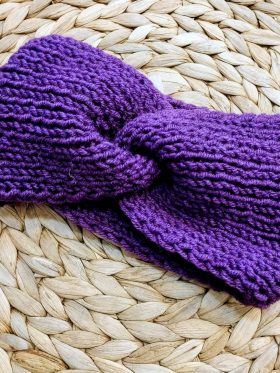 Χειροποίητη πλεκτή κορδέλα-Mωβ