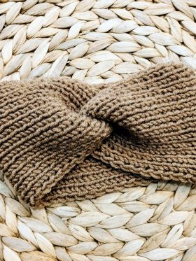 Χειροποίητη πλεκτή κορδέλα-Χρώμα καφέ