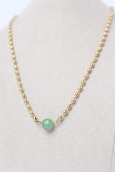 Minimal Κολιέ-Stainless Steel Green Pearl