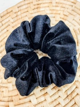 Scrunchie velvet-Shiny Black