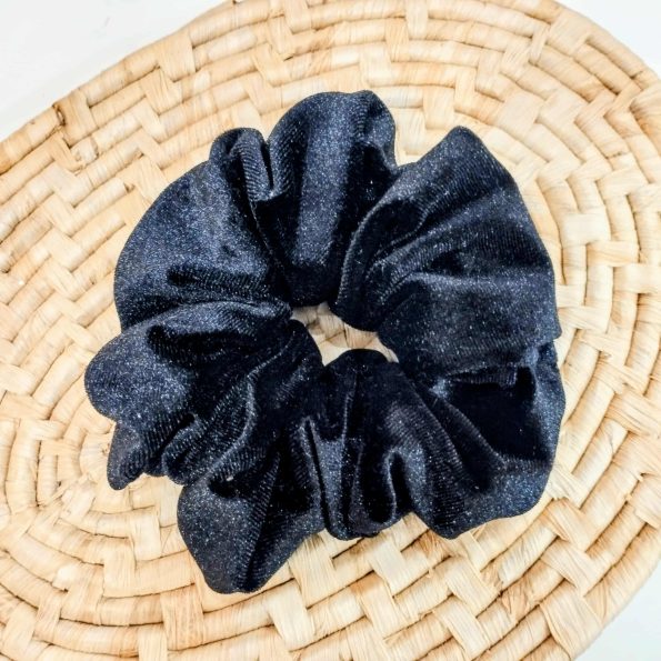 Scrunchie velvet-Shiny Black