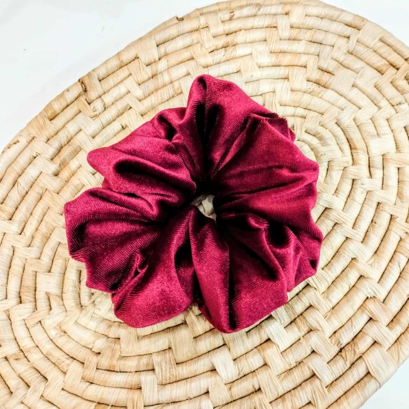 Scrunchie velvet-Wine Bordeaux