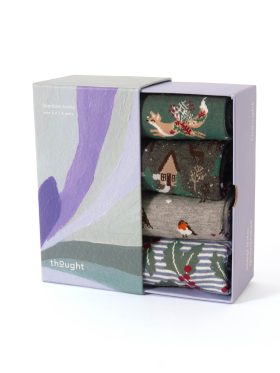 Wintery Bamboo Gift Box Of 4 Socks For Women