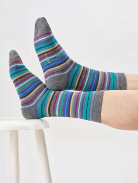 Ριγέ αντρικές κάλτσες-Mens Stripe Organic Cotton Crew Socks