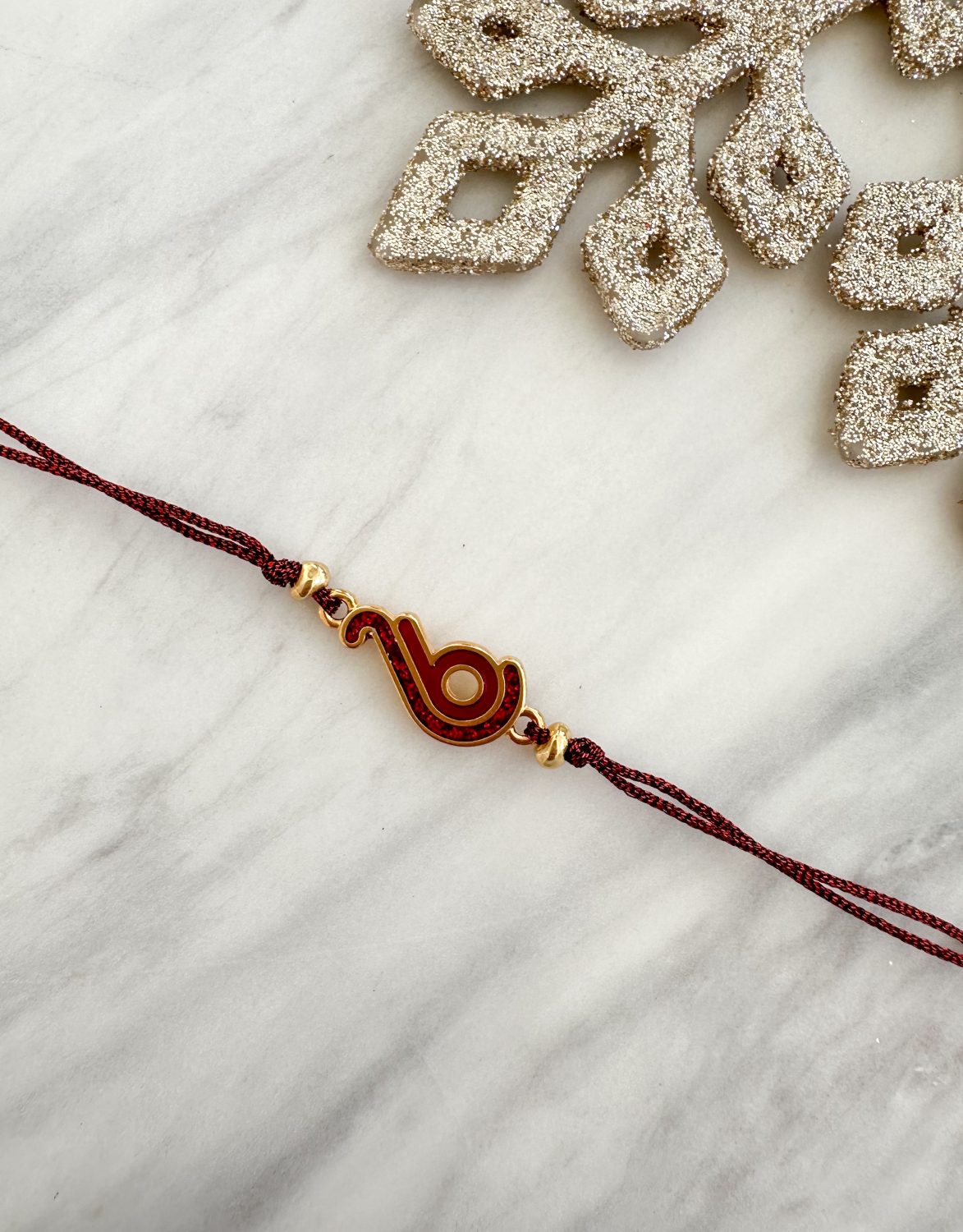 Crystal Cord Charm Bracelet RED