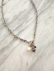 Rhombus Pearl Necklace -Stainless Steel