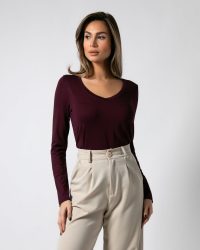 Μπλούζα μακρυμάνικη viscose με v Δαμασκηνί 2