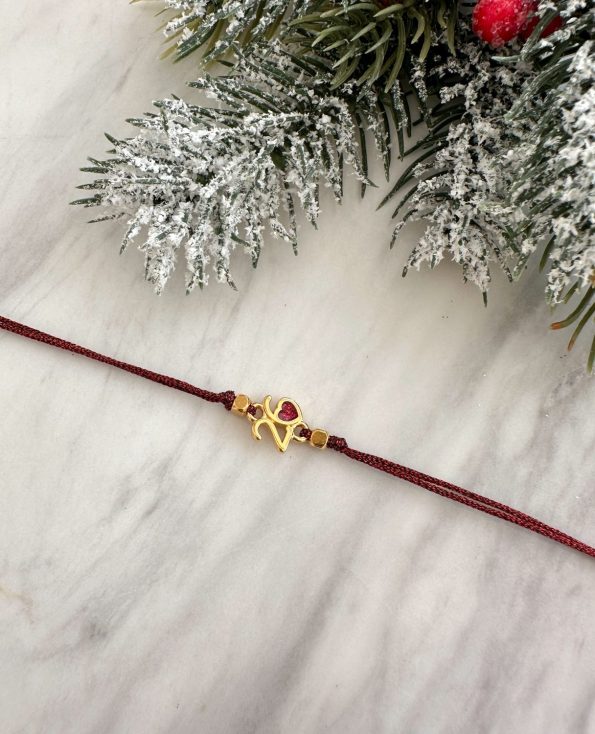 Heart Cord Charm Bracelet-Bordeaux