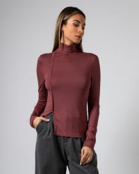 Μπλούζα μακρυμάνικη ζιβάγκο-Wine ginger