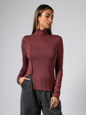 Μπλούζα μακρυμάνικη ζιβάγκο-Wine ginger