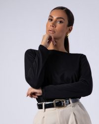 Μπλούζα μακρυμάνικη viscose-Μαύρο