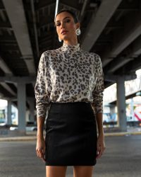 Φούστα βαμβακερό κοτλέ - mini Black