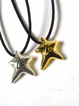 Κολιέ γούρι 26 αστέρι-Μαύρο κορδόνι