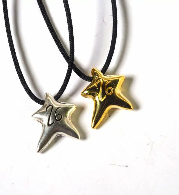 Κολιέ γούρι 26 αστέρι-Μαύρο κορδόνι