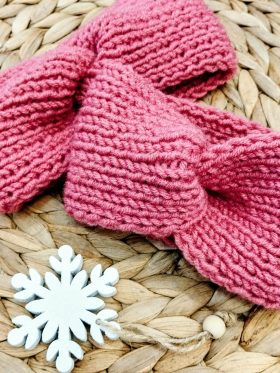 Παιδική Χειροποίητη πλεκτή κορδέλα-Χρώμα ροζ