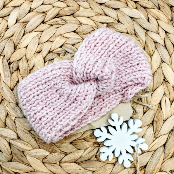 Παιδική Χειροποίητη πλεκτή κορδέλα-Χρώμα ροζ απαλό