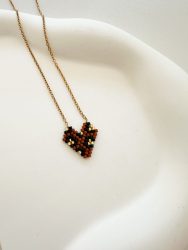 Leopard Heart Necklace brown