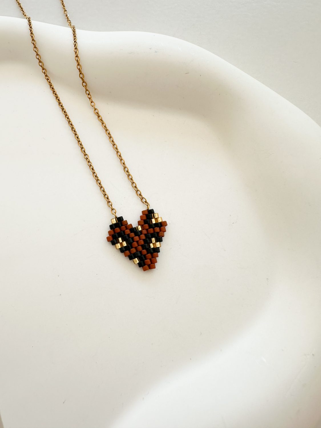 Leopard Heart Necklace brown