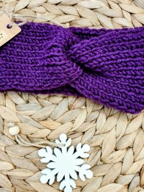 Παιδική Χειροποίητη πλεκτή κορδέλα-Χρώμα μοβ