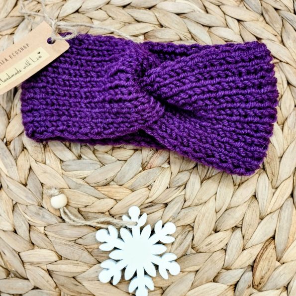 Παιδική Χειροποίητη πλεκτή κορδέλα-Χρώμα μοβ