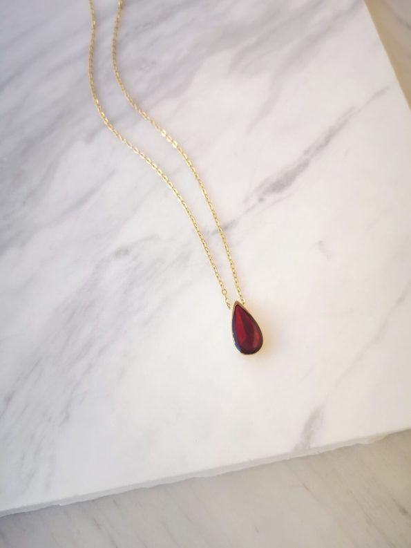 Κολιέ Σταγόνα σε χρώμα κόκκινο-Drop red