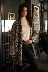 Μάλλινη Oversized Ζακέτα με Print