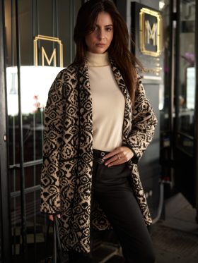 Μάλλινη Oversized Ζακέτα με Print