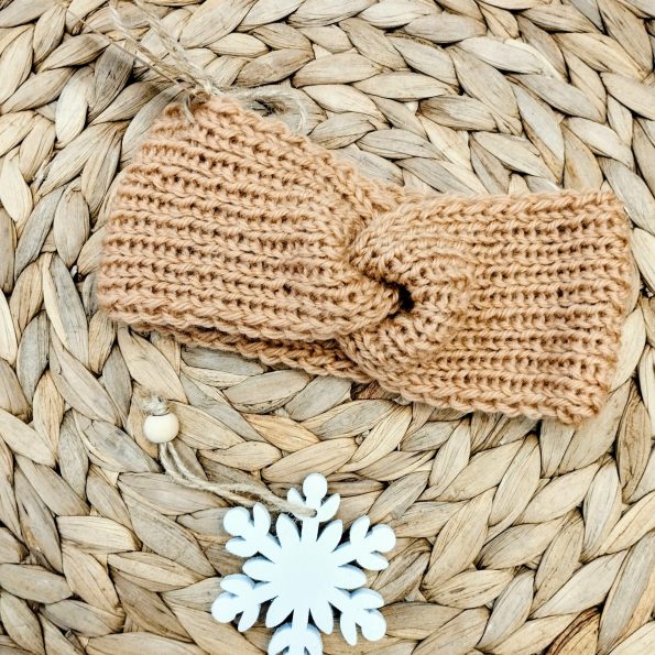 Παιδική Χειροποίητη πλεκτή κορδέλα-Χρώμα ροδακινί απαλό