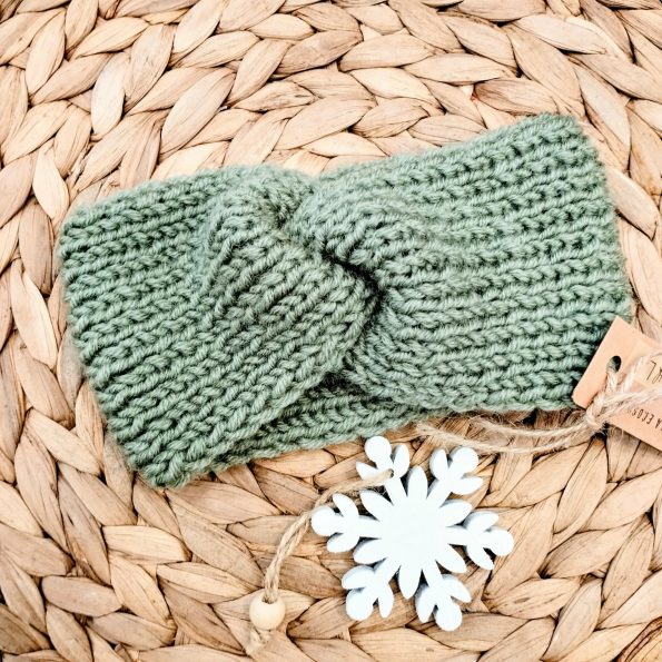 Παιδική Χειροποίητη πλεκτή κορδέλα-Χρώμα olive