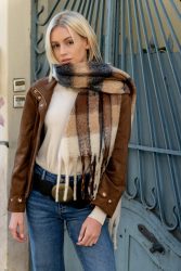 Κασκόλ καρό-Μπεζ