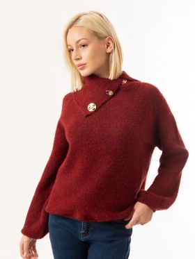 Πλεκτή μπλούζα Oversized-Μπορντό