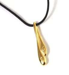 Κολιέ γούρι 26 ασύμμετρες σταγόνες-Μαύρο κορδόνι