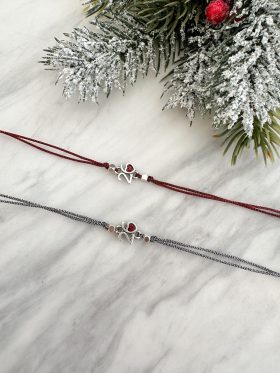 Heart Cord Charm Bracelet-Bordeaux