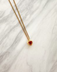 Mini Heart Necklace-Red