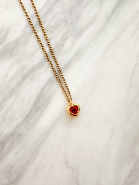Mini Heart Necklace-Red