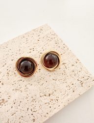 Round Brown Earrings