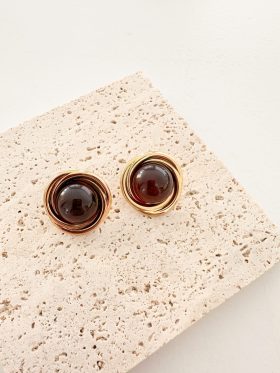 Round Brown Earrings