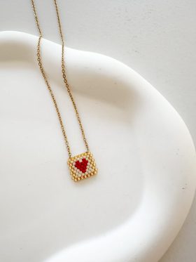 White Square Bead Necklace