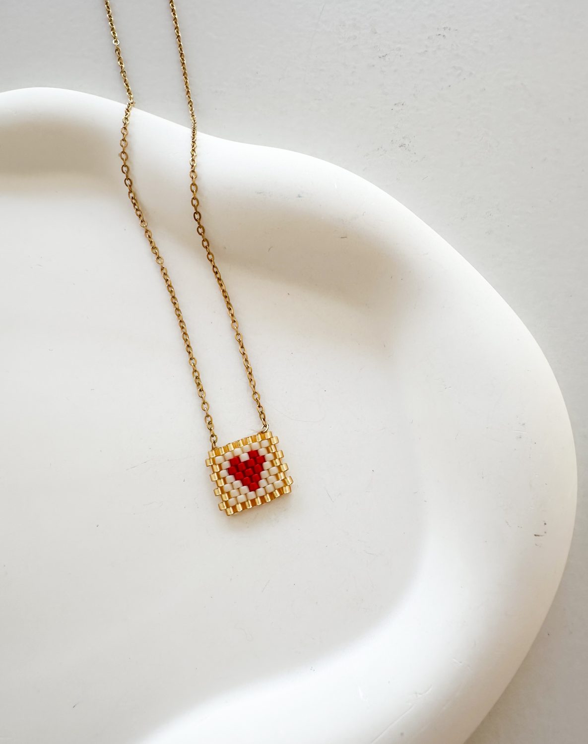 White Square Bead Necklace