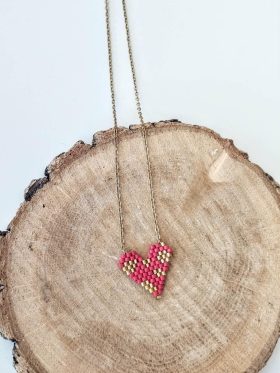 Red/Gold miyuki Heart Necklace