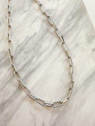 Grainy Rectangle Chain-Stainless steel -Silver
