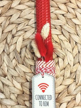 Λαμπάδα μελισσοκέρι-Fun message "Connected to him"-Χρώμα κόκκινο