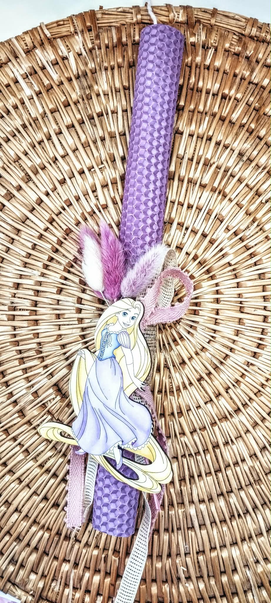 Λαμπάδα μελισσοκέρι χρωματιστό-Ραπουνζελ-Χρώμα λιλά