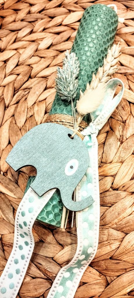 Λαμπάδα μελισσοκέρι χρωματιστό-Ελεφαντάκι-Χρώμα βεραμάν