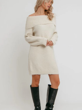 Φόρεμα mini πλεκτό off shoulder-One size