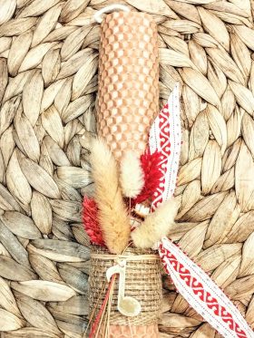 Λαμπάδα μελισσοκέρι χρωματιστό-Νότα-Χρώμα σομόν